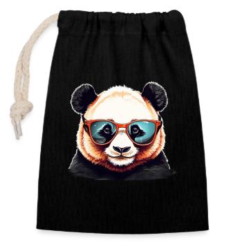 Casual panda head with sunglasses - Closable cotton gift bag (14x20cm) - black - Front