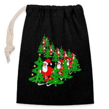 Christmas in the fir forest - Closable cotton gift bag (14x20cm) - black - Front