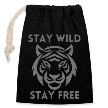 Stay wild, Stay free - Closable cotton gift bag (14x20cm) - black - Front