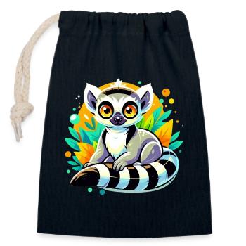 Lemur - Closable cotton gift bag (14x20cm) - navy - Front
