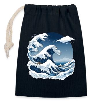 Große Welle von Kanagawa - Verschließbarer Geschenkbeutel aus Baumwolle (14x20cm) - Navy - Vorne