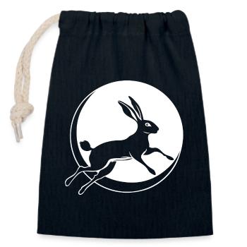 Hase mit Mond Ostara Vollmond - Verschließbarer Geschenkbeutel aus Baumwolle (14x20cm) - Navy - Vorne