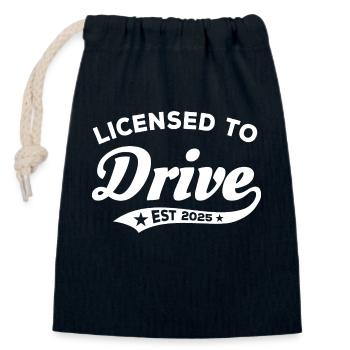 Lizenz zum Fahren - Führerschein bestanden 2025 - Verschließbarer Geschenkbeutel aus Baumwolle (14x20cm) - Navy - Vorne