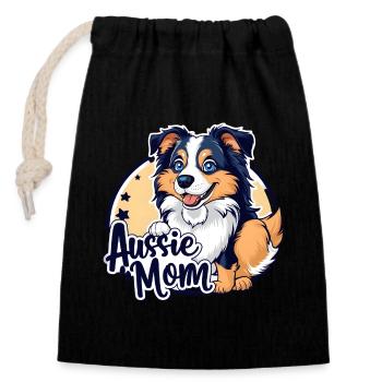 Aussie Mom - Closable cotton gift bag (14x20cm) - black - Front