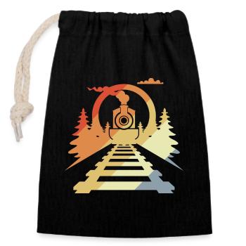 Railway Retro Style - Closable cotton gift bag (14x20cm) - black - Front
