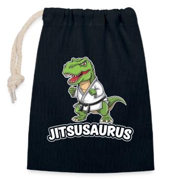 Jitsusaurus Dinosaur in Jiu-Jitsu Gear - Closable cotton gift bag (14x20cm) - navy - Front