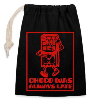 Chocolate Late Vintage Mascot - Closable cotton gift bag (14x20cm) - black - Front
