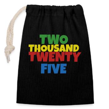 two thousand twenty five - Closable cotton gift bag (14x20cm) - black - Front