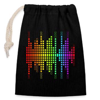 Vibrant Equalizer Sound Wave Pattern - Closable cotton gift bag (14x20cm) - black - Front