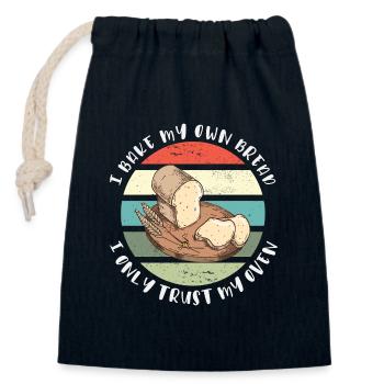 Ich backe mein Brot - Ich vertraue nur meinem Ofen - Verschließbarer Geschenkbeutel aus Baumwolle (14x20cm) - Navy - Vorne