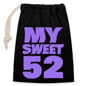 Age 52 - Closable cotton gift bag (14x20cm) - black - Front