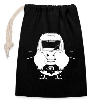 Railway Sketch - Closable cotton gift bag (14x20cm) - black - Front