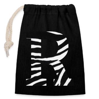 Letter r zebra - Closable cotton gift bag (14x20cm) - black - Front