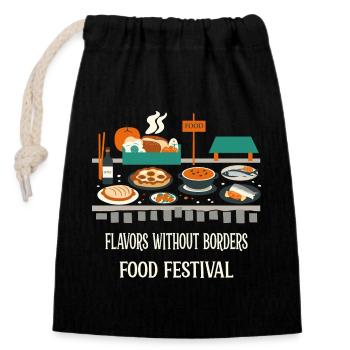 Street Food Festival - Closable cotton gift bag (14x20cm) - black - Front