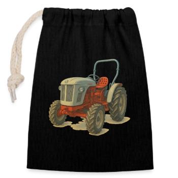 Holland Tracteur - Sac cadeau en coton avec cordon (14 x 20 cm) - noir - Devant