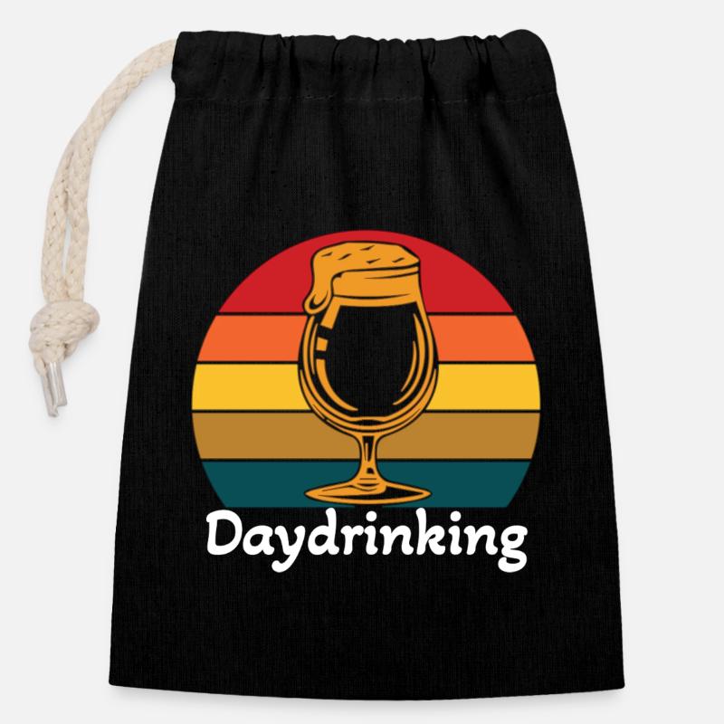 Vintage Daydrinking - Closable cotton gift bag (14x20cm) - black