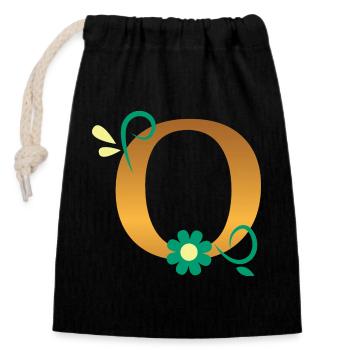 O - Closable cotton gift bag (14x20cm) - black - Front
