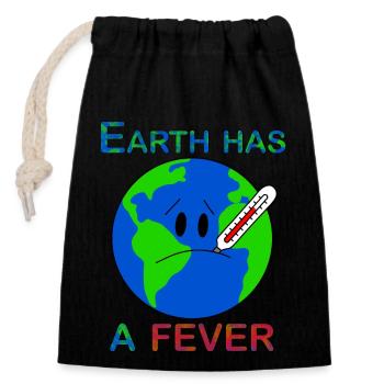 Earth Has A Fever - Closable cotton gift bag (14x20cm) - black - Front