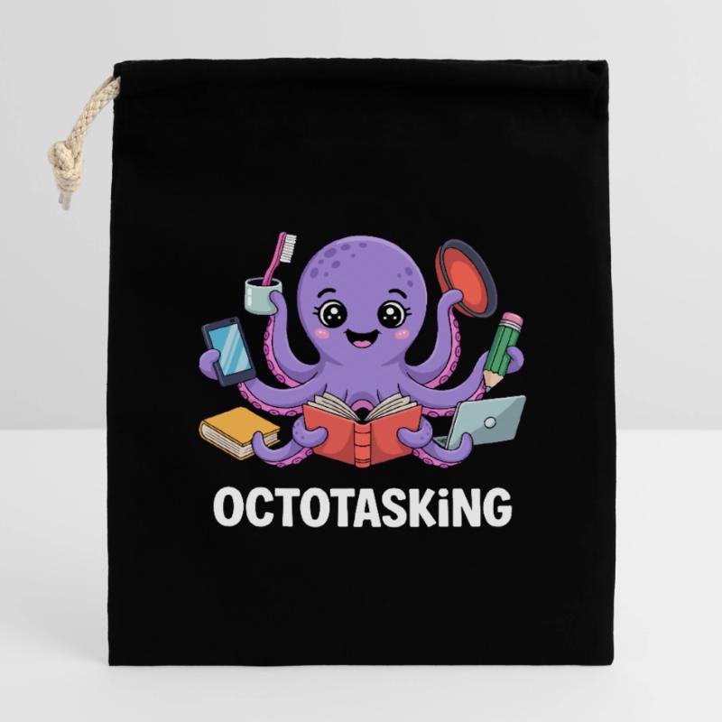 Octotasking Creature in Multitask Mode Closable cotton gift bag (14x20cm)