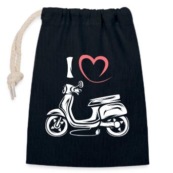 J’aime le scooter - Illustration de scooter électrique - Sac cadeau en coton avec cordon (14 x 20 cm) - bleu marine - Devant
