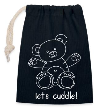 CUDDLE ME! - Closable cotton gift bag (14x20cm) - navy - Front
