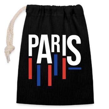 Typographie de Paris avec accents de drapeau - Sac cadeau en coton avec cordon (14 x 20 cm) - noir - Devant