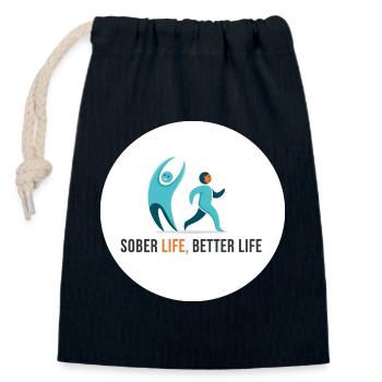 Une vie sobre. Une vie meilleure - Sac cadeau en coton avec cordon (14 x 20 cm) - bleu marine - Devant