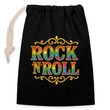 Regenbogen-Glitzer-Rock-N-Roll-Schild - Verschließbarer Geschenkbeutel aus Baumwolle (14x20cm) - Schwarz - Vorne