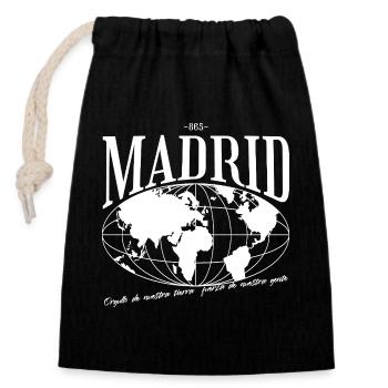Carte mondiale de la ville de Madrid, cadeau - Sac cadeau en coton avec cordon (14 x 20 cm) - noir - Devant