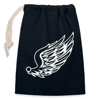 Ailes avec dessin de plumes dynamiques - Sac cadeau en coton avec cordon (14 x 20 cm) - bleu marine - Devant