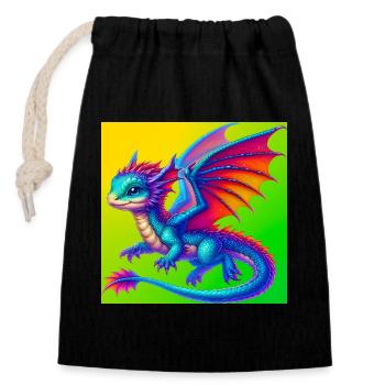 dragon - Closable cotton gift bag (14x20cm) - black - Front