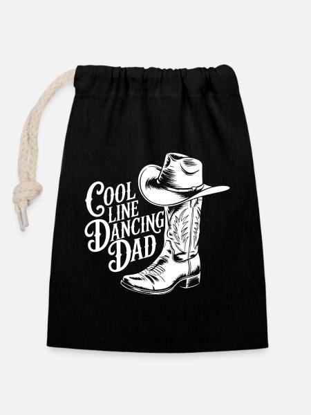 Linedance Papa tanzt Line Dance - Verschließbarer Geschenkbeutel aus Baumwolle (14x20cm) - Schwarz