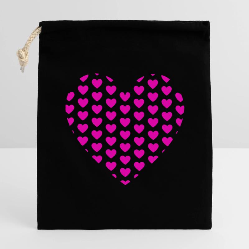 Heart Hearts Patch Pattern Closable cotton gift bag (14x20cm)