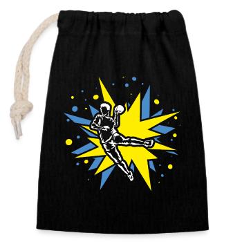 Conception du handball dans les explosions comiques - Sac cadeau en coton avec cordon (14 x 20 cm) - noir - Devant
