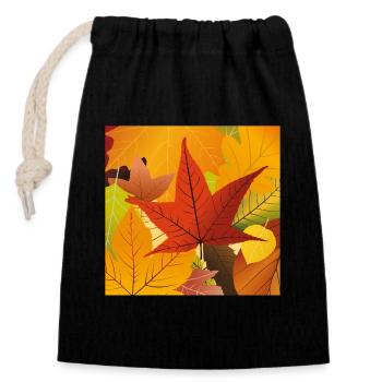 Feuilles d’automne - Sac cadeau en coton avec cordon (14 x 20 cm) - noir - Devant