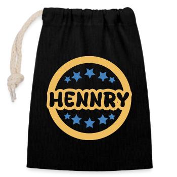 First name Hennry - Closable cotton gift bag (14x20cm) - black - Front