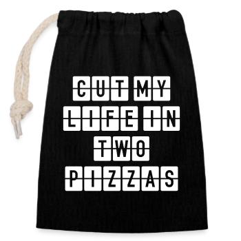 Two Pizzas – Lustiges Party Pizza Design - Verschließbarer Geschenkbeutel aus Baumwolle (14x20cm) - Schwarz - Vorne
