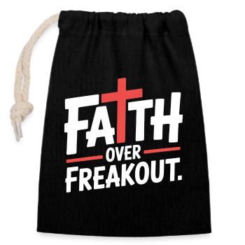 Faith Over Freakout Faith Jesus - Closable cotton gift bag (14x20cm) - black - Front