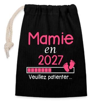 Grandma in 2027 Gift Grandmother Future - Closable cotton gift bag (14x20cm) - black - Front