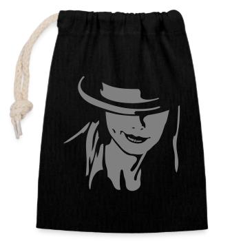 Model - Closable cotton gift bag (14x20cm) - black - Front