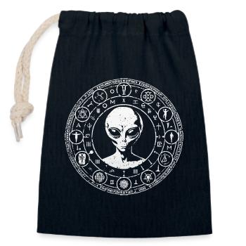 Chemise Alien Cosmic Symbols Mystical Design - Sac cadeau en coton avec cordon (14 x 20 cm) - bleu marine - Devant