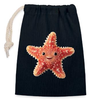 Seestern - Verschließbarer Geschenkbeutel aus Baumwolle (14x20cm) - Navy - Vorne