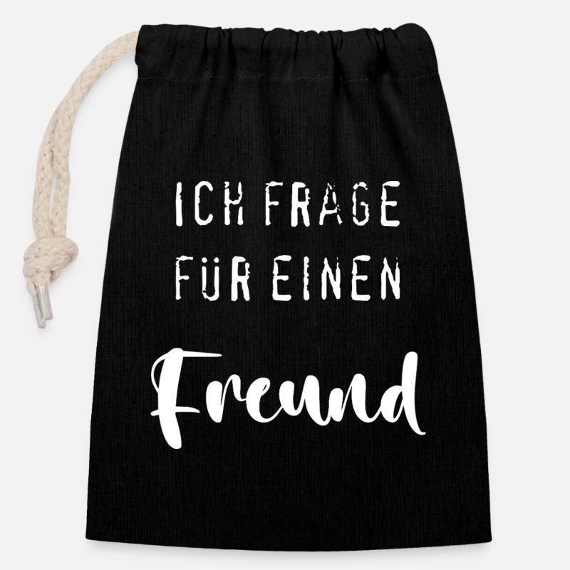 Question pour un ami - Sac cadeau en coton avec cordon (14 x 20 cm) - noir