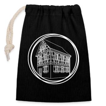 Line House Circle Drawing - Closable cotton gift bag (14x20cm) - black - Front