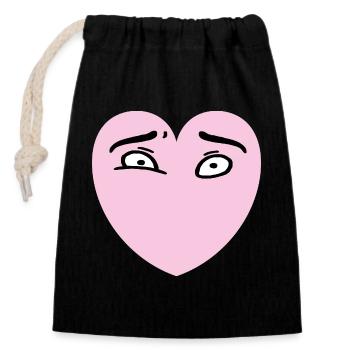 Heart Eyes - Closable cotton gift bag (14x20cm) - black - Front