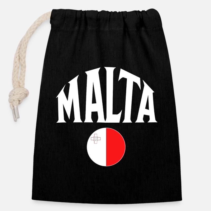 Malta - Verschließbarer Geschenkbeutel aus Baumwolle (14x20cm) - Schwarz
