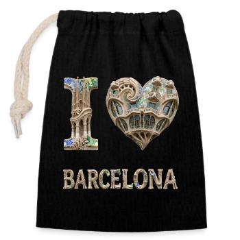 Barcelona – Organic Architecture - Closable cotton gift bag (14x20cm) - black - Front