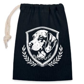 Hundeemblem Im Schild - Verschließbarer Geschenkbeutel aus Baumwolle (14x20cm) - Navy - Vorne