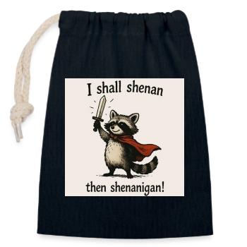 Raccoon Hero Shenanigan - Closable cotton gift bag (14x20cm) - navy - Front