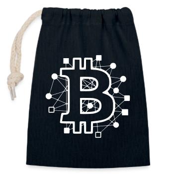 Bitcoin Platine Circuit Tech Krypto - Verschließbarer Geschenkbeutel aus Baumwolle (14x20cm) - Navy - Vorne